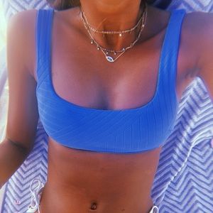 blue bikini top (boys and arrows, triangl)